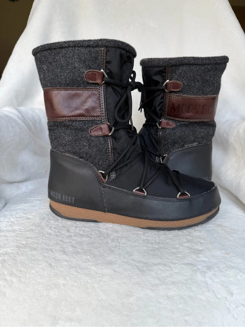 Tecnica We Vienna Felt Moon Boot Waterproof Insulated Wool Black Brown Size 7